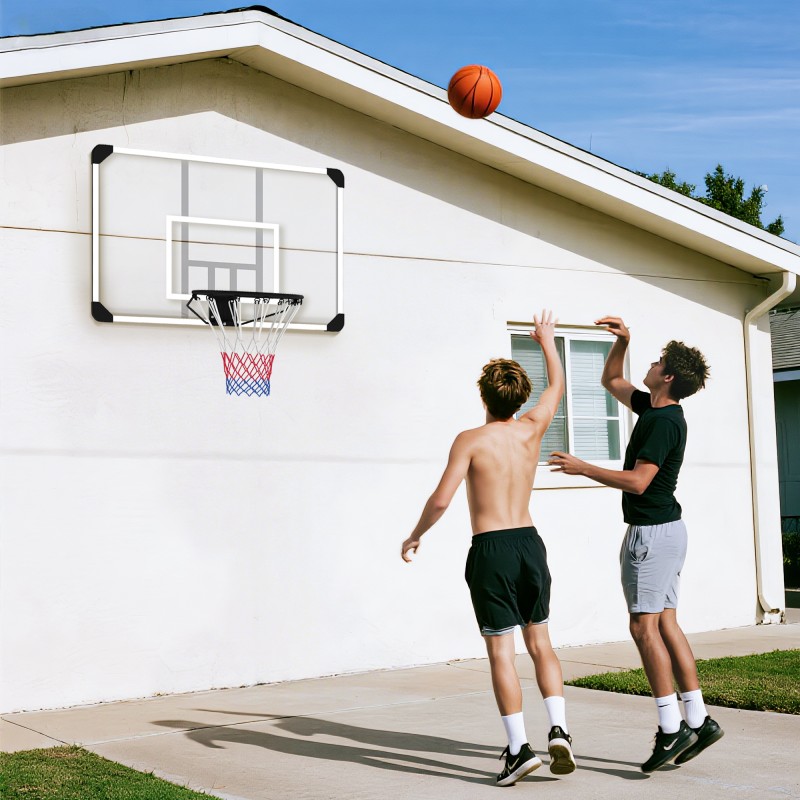 Koripallokori seinäkiinnitys nuorille ja aikuisille teräsrunko murtumaton taustalevy 113 x 61 x 73 cm musta