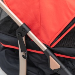 Lemmikkirattaat koiralle ja kissalle 2-in-1 kantolaukku ja autosistuin 10 kg teräsrunko 82 x 49,5 x 98 cm punainen