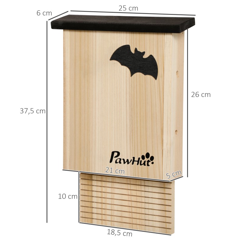 Lepakkopönttösetti ulkokäyttöön, kuusi, 25 x 6 x 37,5 cm, 3 kpl, luonnonvärinen/musta