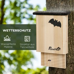 Lepakkopönttösetti ulkokäyttöön, kuusi, 25 x 6 x 37,5 cm, 3 kpl, luonnonvärinen/musta