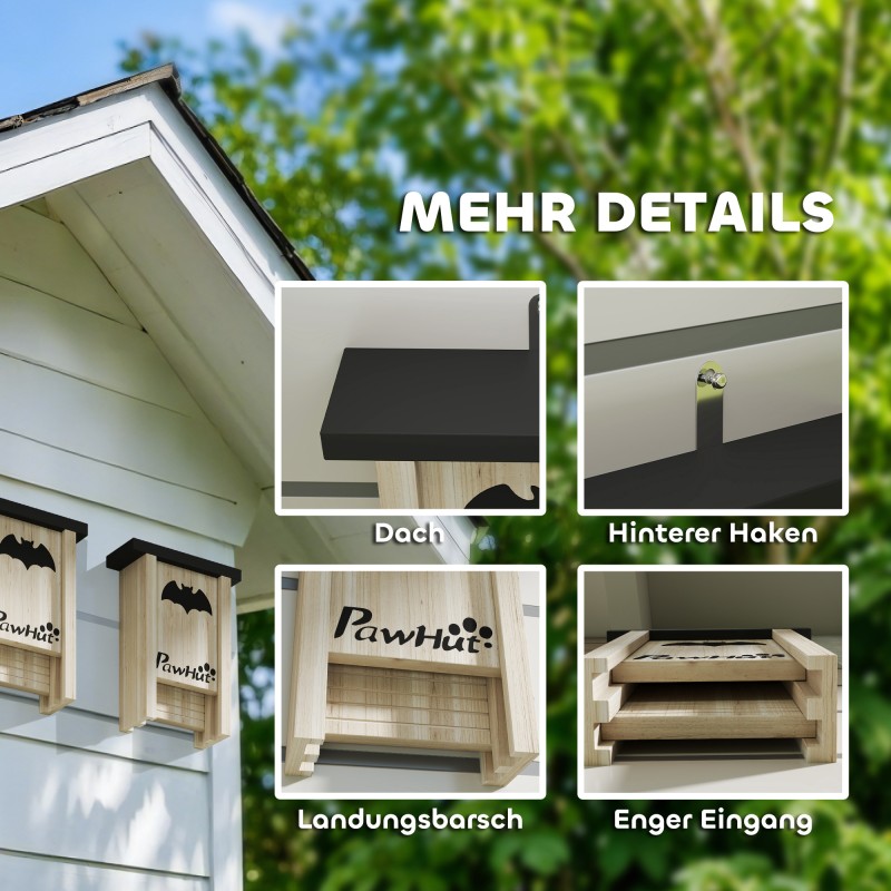 Lepakkopönttö puutarhaan kuusipuuta 18 x 6 x 22,5 cm, 3 kpl luonnonpuu