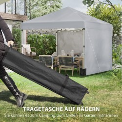 Taitettava paviljonki ulkokäyttöön teräsrungolla, 3x3 m, 2 seinää, vaaleanharmaa