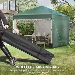 Kokoontaitettava puutarhakatos 3x3 m, teräsrunko, 2 sivuseinää, kantokassi, vihreä