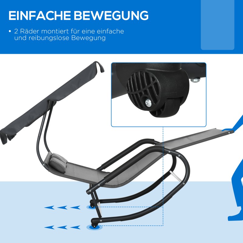 Kahden hengen ulkolepotuoli katoksella, teräsrunko, 200 x 139 x 140 cm, tummanharmaa