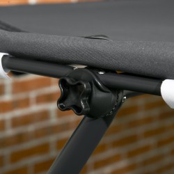 Kahden hengen ulkolepotuoli katoksella, teräsrunko, 200 x 139 x 140 cm, tummanharmaa