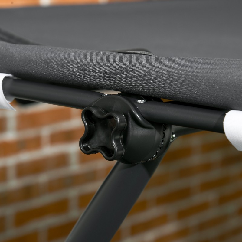 Kahden hengen ulkolepotuoli katoksella, teräsrunko, 200 x 139 x 140 cm, tummanharmaa