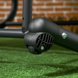 Kahden hengen ulkolepotuoli katoksella, teräsrunko, 200 x 139 x 140 cm, tummanharmaa