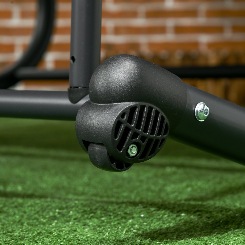 Kahden hengen ulkolepotuoli katoksella, teräsrunko, 200 x 139 x 140 cm, tummanharmaa