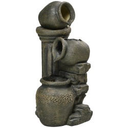 Puutarhasuihkulähde 3 tasoinen säänkestävä hartsia 36 5 x 32 x 73 cm tummanharmaa