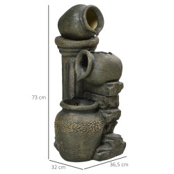 Puutarhasuihkulähde, 3-tasoinen, säänkestävä hartsia, 36,5 x 32 x 73 cm, tummanharmaa