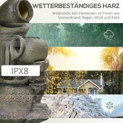 Puutarhasuihkulähde, 3-tasoinen, säänkestävä hartsia, 36,5 x 32 x 73 cm, tummanharmaa