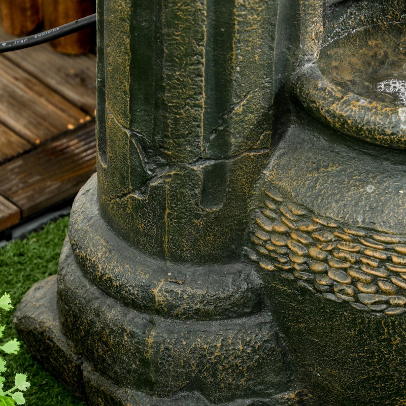 Puutarhasuihkulähde, 3-tasoinen, säänkestävä hartsia, 36,5 x 32 x 73 cm, tummanharmaa