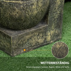 Puutarhasuihkulähde ulkokäyttöön, hartsi, monitasoinen, säädettävä pumppu, 25 x 24 x 60 cm, harmaa