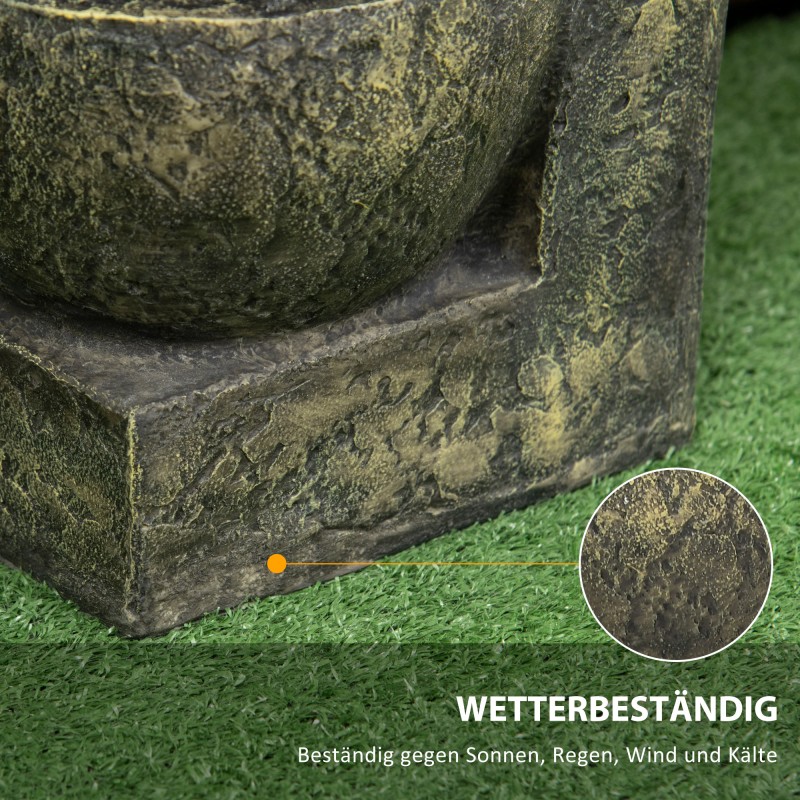 Puutarhasuihkulähde ulkokäyttöön, hartsi, monitasoinen, säädettävä pumppu, 25 x 24 x 60 cm, harmaa