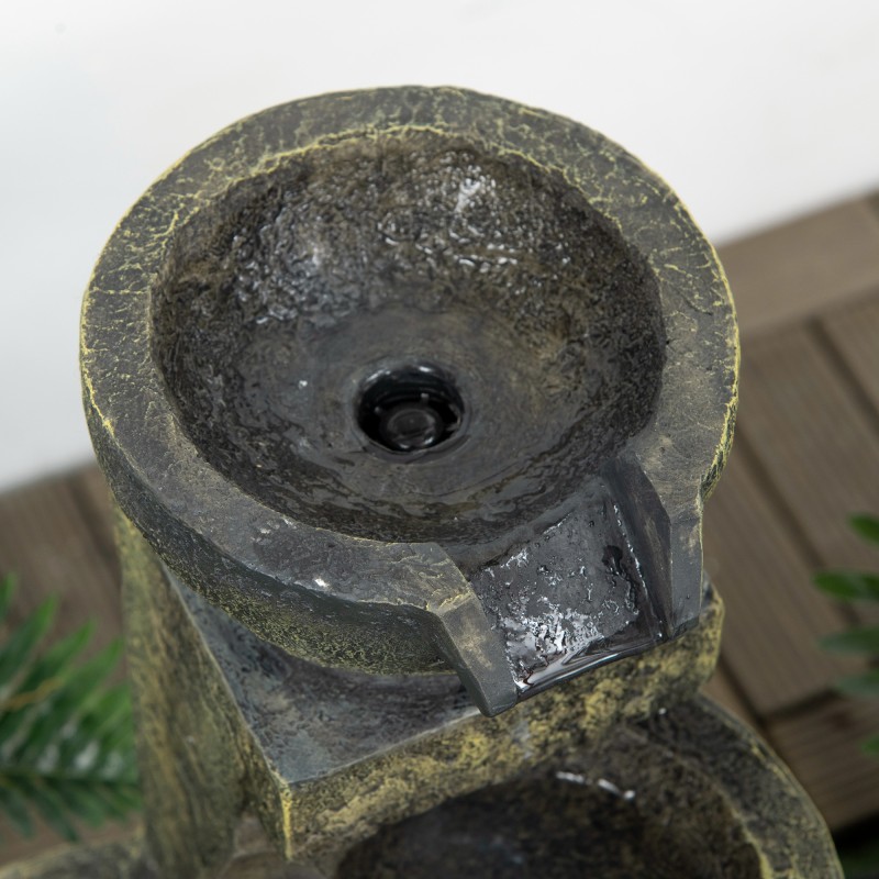 Puutarhasuihkulähde ulkokäyttöön, hartsi, monitasoinen, säädettävä pumppu, 25 x 24 x 60 cm, harmaa