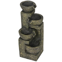 Puutarhasuihkulähde 4 tasoinen vesiputous hartsi 25 x 24 x 60 cm musta