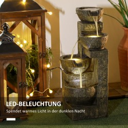 Puutarhasuihkulähde 4-tasoinen vesiputous, hartsi, 25 x 24 x 60 cm, musta