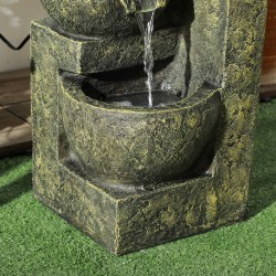 Puutarhasuihkulähde 4-tasoinen vesiputous, hartsi, 25 x 24 x 60 cm, musta