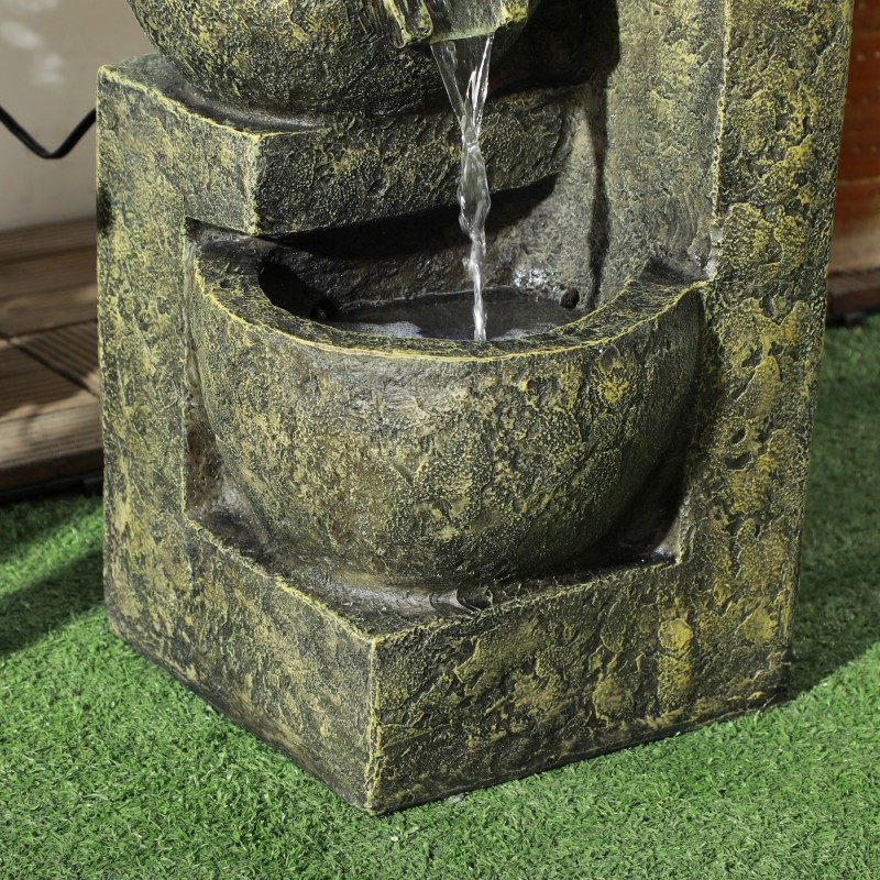 Puutarhasuihkulähde 4-tasoinen vesiputous, hartsi, 25 x 24 x 60 cm, musta