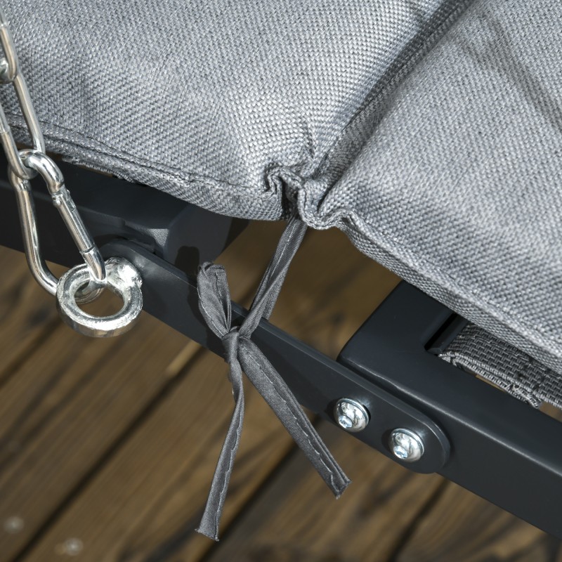 Riippukeinu ulkokäyttöön yhdelle, teräsrunko, kallistettava katos, pehmuste ja tyyny, 108 x 145 x 169 cm, tummanharmaa