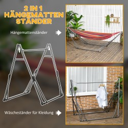 Riippumattoteline ja pyykinkuivausteline, teräs, kokoontaitettava, 290 x 92 x 88 cm, musta