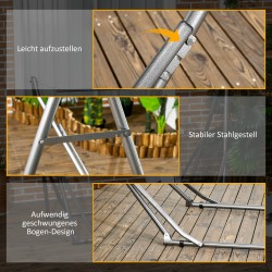 Riippumattoteline ja pyykinkuivausteline, teräs, kokoontaitettava, 290 x 92 x 88 cm, musta