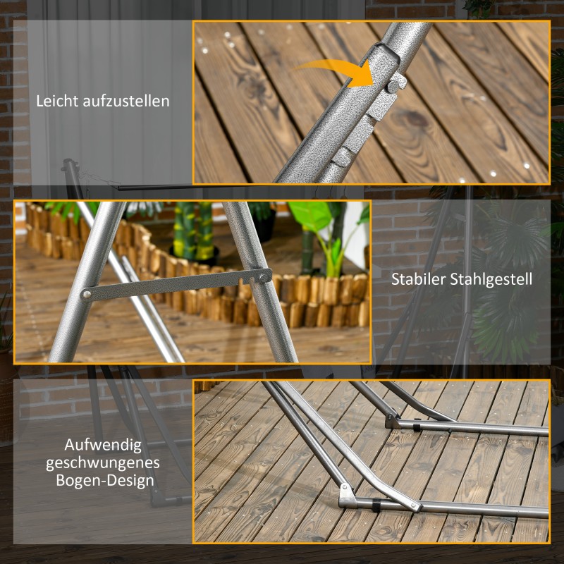 Riippumattoteline ja pyykinkuivausteline, teräs, kokoontaitettava, 290 x 92 x 88 cm, musta