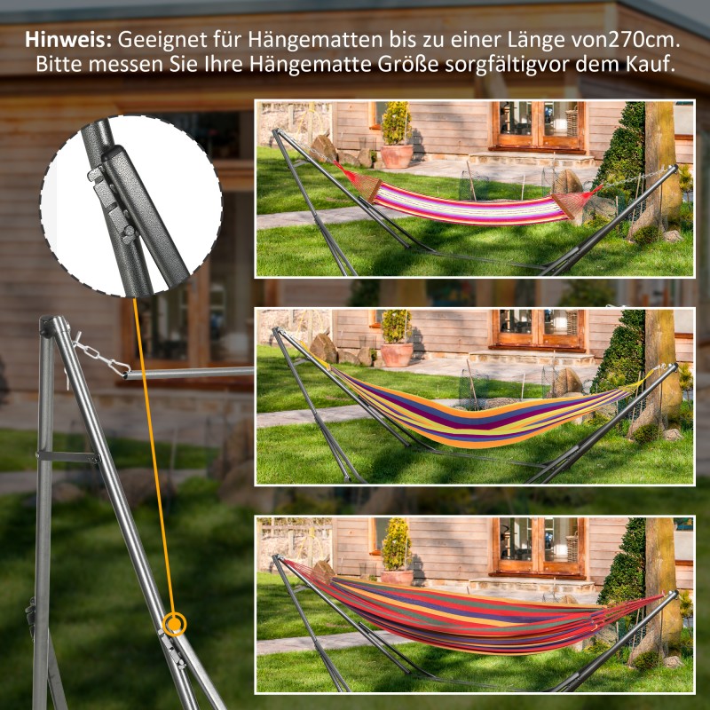 Riippumattoteline ja pyykinkuivausteline, teräs, kokoontaitettava, 290 x 92 x 88 cm, musta