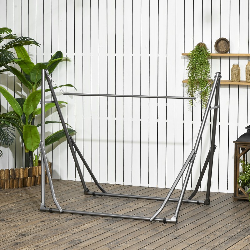 Riippumattoteline ja pyykinkuivausteline, teräs, kokoontaitettava, 290 x 92 x 88 cm, musta