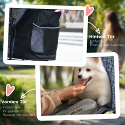 Koiranvaunu koirille, teräsrunko ja polyesterikangas, max 10 kg, 81 x 48 x 99 cm, harmaa