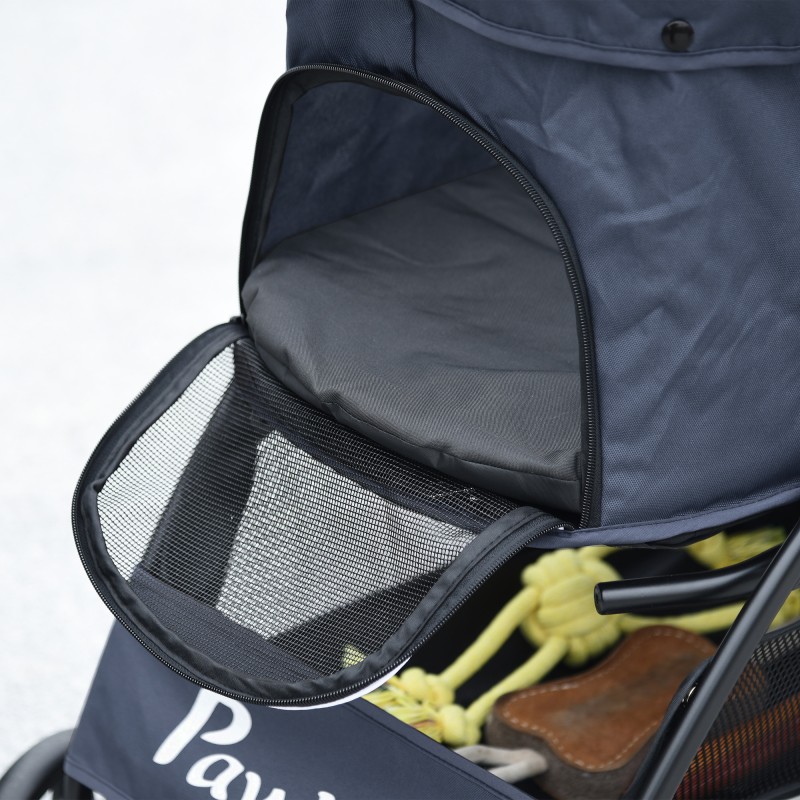 Lemmikkirattaat koiralle ja kissalle, teräsrunko ja Oxford-kangas, enintään 10 kg, 81 x 48 x 99 cm, harmaa