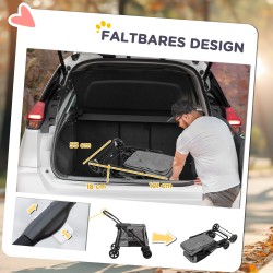 Koirankärry lemmikkirattaita pienille ja keskikokoisille koirille, teräsrunko, 20 kg, 102x62x105 cm, harmaa