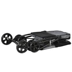 Koirankärry lemmikkirattaita pienille ja keskikokoisille koirille, teräsrunko, 20 kg, 102x62x105 cm, harmaa