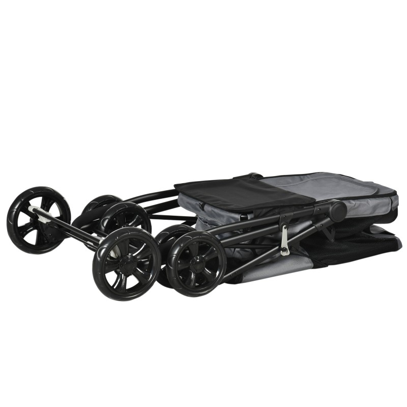 Koirankärry lemmikkirattaita pienille ja keskikokoisille koirille, teräsrunko, 20 kg, 102x62x105 cm, harmaa