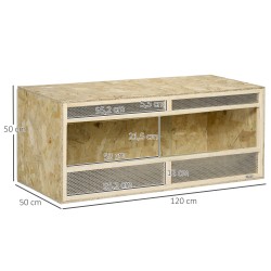 Terraario matelijoille ja sammakkoeläimille, OSB-puu ja lasi, liukuovet, 120 x 50 x 50 cm, puu