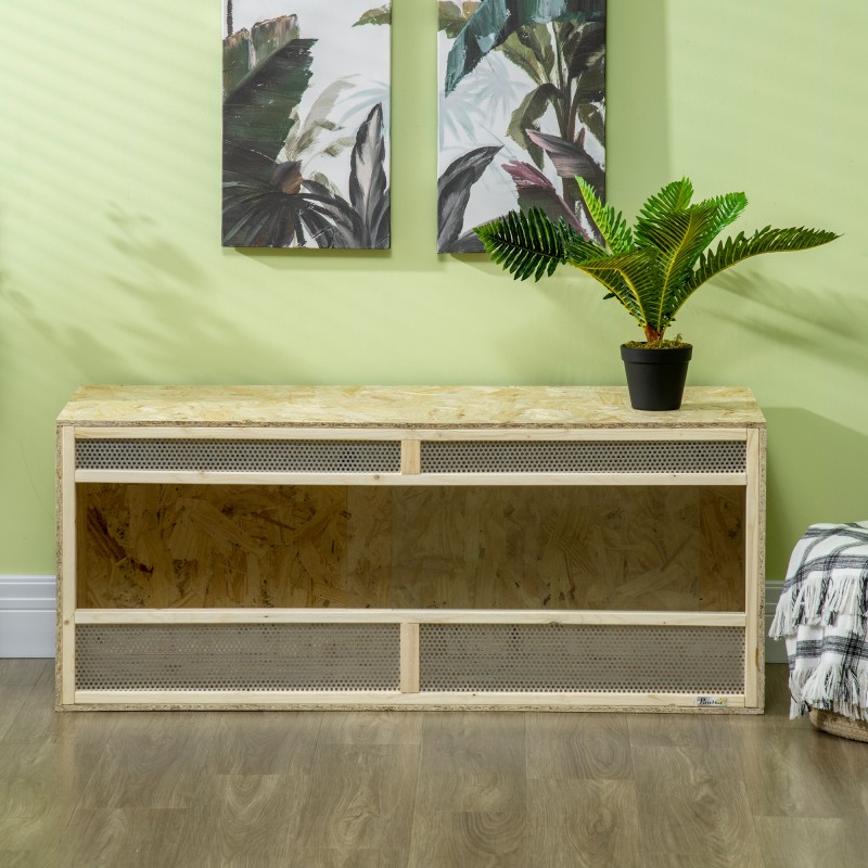 Terraario matelijoille ja sammakkoeläimille, OSB-puu ja lasi, liukuovet, 120 x 50 x 50 cm, puu