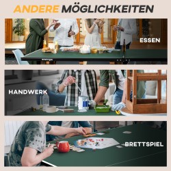 Pingispöytä sisäkäyttöön, kokoontaitettava, pyörillä, setti mailoilla ja palloilla, 274 x 152,5 x 76 cm, vihreä