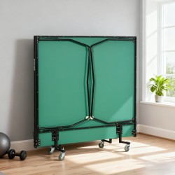 Pingispöytä sisäkäyttöön, kokoontaitettava, pyörillä, setti mailoilla ja palloilla, 274 x 152,5 x 76 cm, vihreä