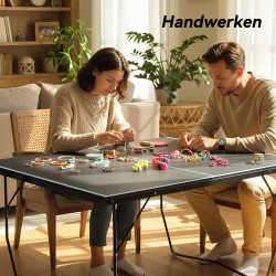 Pingispöytä sisäkäyttöön, kokoontaitettava, teräsrunko ja MDF, 274 x 152,5 x 76 cm, musta, verkko ja mailat mukana