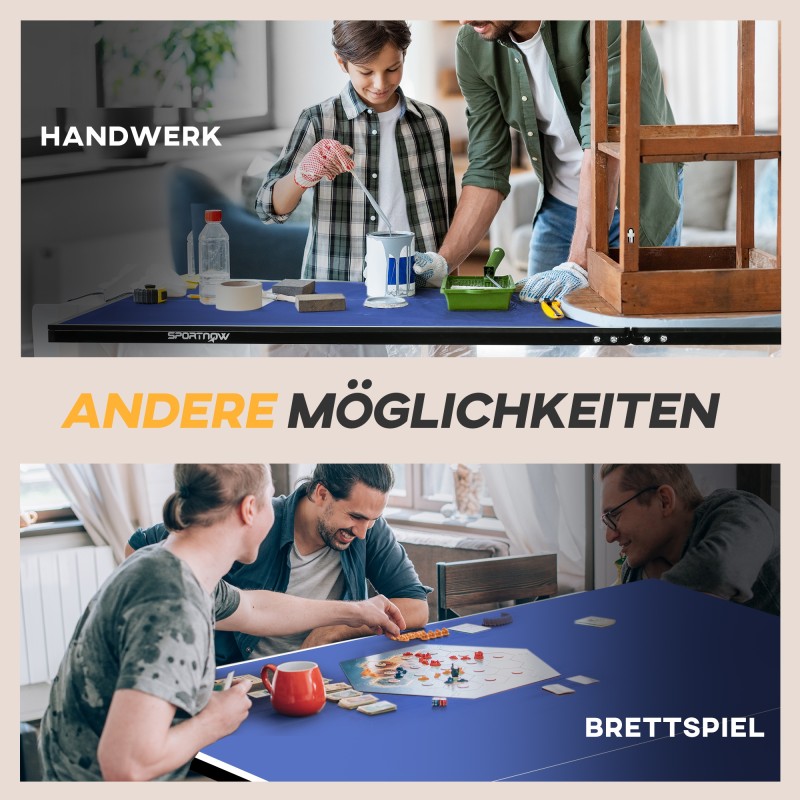 Pingispöytä sisäkäyttöön, kokoontaitettava, teräsrunkoinen MDF 274 x 152,5 x 76 cm, sininen