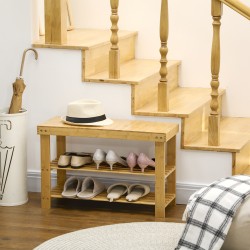 Kenkäpenkki eteiseen bambusta, 3 tasoa, 6–9 paria, 130 kg, 70 x 28 x 45 cm, luonnonpuu