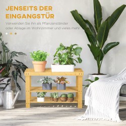 Kenkäpenkki eteiseen bambusta, 3 tasoa, 6–9 paria, 130 kg, 70 x 28 x 45 cm, luonnonpuu