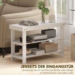 Kenkäpenkki eteiseen bambua 2 hyllyllä 70x28x45 cm valkoinen