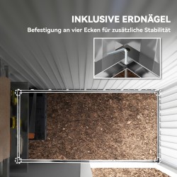 Pihavarasto puutarhatyökaluille, galvanoitu teräs 161 x 95 x 181 cm, harmaa, lukittava ovi ja hyllyt