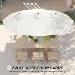 Aurinkovarjo terassille ja puutarhaan, kallistettava, polyesteri/teräs, 295 x 152 cm, cremevalkoinen