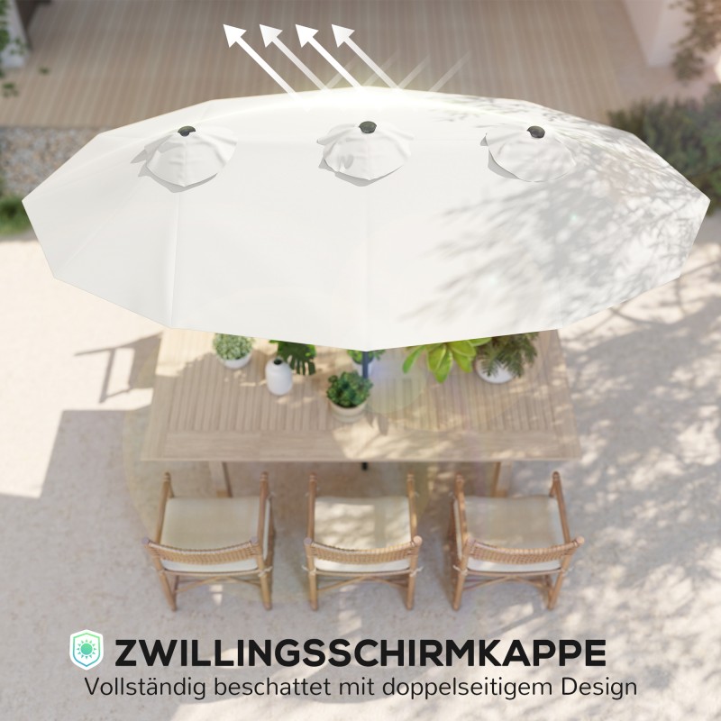 Aurinkovarjo terassille ja puutarhaan, kallistettava, polyesteri/teräs, 295 x 152 cm, cremevalkoinen