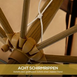 Puutarhavarjo hapsuilla, kallistettava, teräs ja polyesteri, Ø264 x 240 cm, khaki