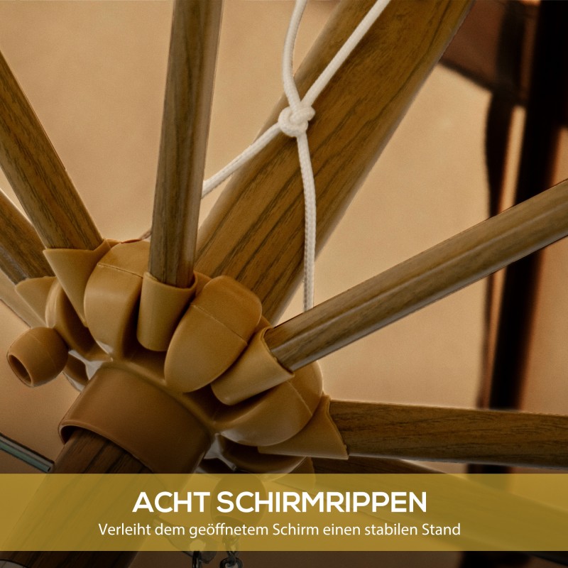 Puutarhavarjo hapsuilla, kallistettava, teräs ja polyesteri, Ø264 x 240 cm, khaki