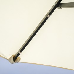 Kaksipuolinen terassivarjo aurinkokennolla ja LED-valoilla, teräsrunko, 292 x 150 x 218 cm, beige