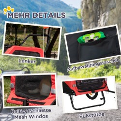 Koiran kuljetusvaunu 2-in-1 polkupyörän peräkärry ja koirarat­as, max 30 kg, teräs/Oxford, 170 x 77 x 90 cm, punainen